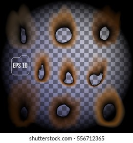 Burnt Holes Set . Vector illustration