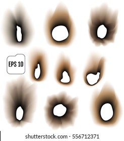 Burnt Holes Set . Vector illustration