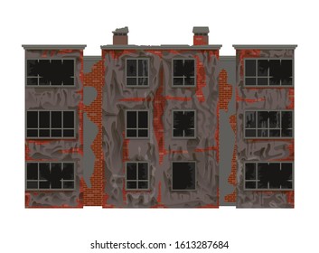 Burnt house. Vector illustration. Isolated on a white background.