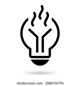 Burnt light bulb vector icon isolated on white background