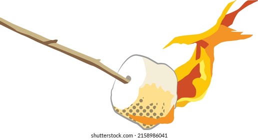 Burnt Marshmallow  On A Stick Skewer Vector Illustration 