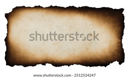 Burnt Old Paper Texture Background, Vintage Aged Parchment with Torn Edges