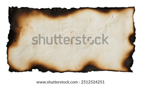 Burnt Old Paper Texture Background, Vintage Aged Parchment with Torn Edges