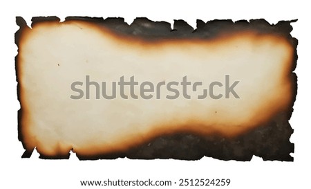 Burnt Old Paper Texture Background, Vintage Aged Parchment with Torn Edges