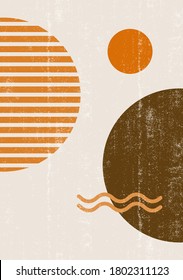 Burnt orange Sun Printboho minimalistisch bedruckbare Wand Kunst geometrisch abstrakter Sonnenuntergang Print Böhmische Kunst, Vektorgrafik