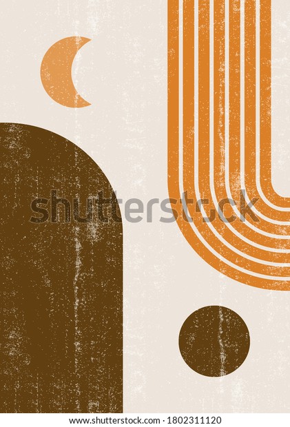 Burnt Orange Sun Print Boho Minimalist Stock Vector (Royalty Free ...