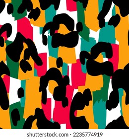Burnt Panther Vector Seamless Pattern. Chocolate Leopard Animal Pattern. Mustard Jaguar Abstract Print. Cheetah Crumpled Designs.