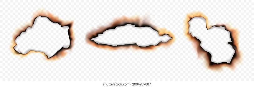 Burnt paper hole isolated on transparent background