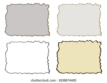 Burnt paper, isolated set. Vector illustration
