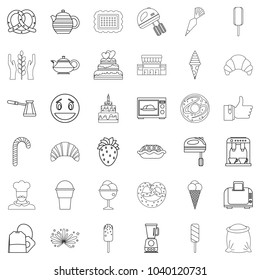 Burnt sugar icons set. Outline set of 36 burnt sugar vector icons for web isolated on white background