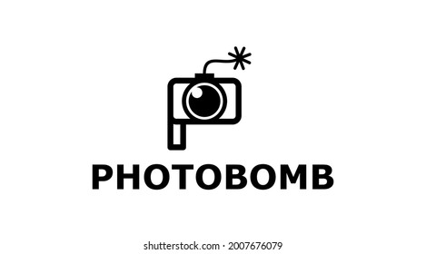 Burnt Wick Black Bomb ready to Explode with hexagon Aperture Shutter Lens Camera for Photography Photographer logo design