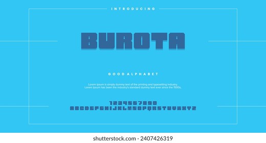 Burota Abstract Fashion font alphabet. Minimal modern urban fonts for logo, brand etc. Typography typeface uppercase lowercase and number. vector illustration