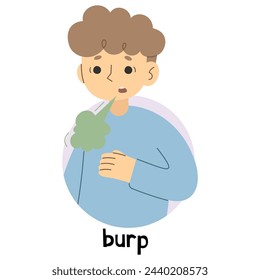 Burp 3 cute on a white background, vector illustration.