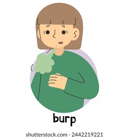 Burp 7 lindo sobre un fondo blanco, ilustración vectorial.
