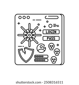 Ícone de contorno do Burp Suite, ilustração de vetor