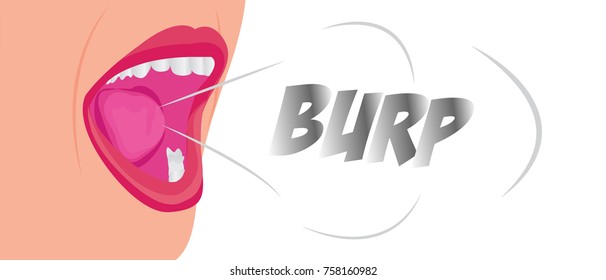 A burp text from mouth vector illustration 