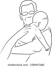 Burping for baby after feeding vector illustration sketch doodle hand drawn with black lines isolated on white background