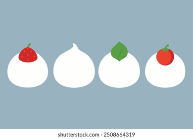 Ilustração da arte da cor de Burrata com Burrata cremosa e tomates frescos