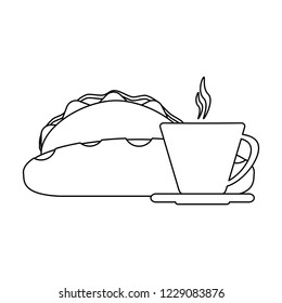Burriot and coffee with bread black and white