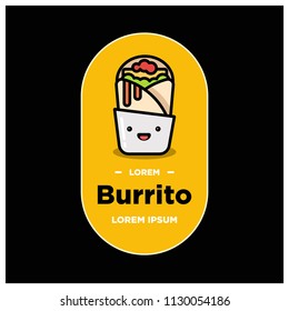 Burrito Badge and Sticker Vector Illustration in Flat Style Line Art