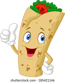 Burrito Cartoon Character Giving Thumbs Up