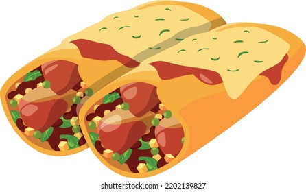 Burrito Cartoon Icon. Tasty Roll. Mexican Cuisine