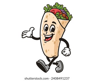 Burrito cartoon mascot illustration character vector clip art hand drawn