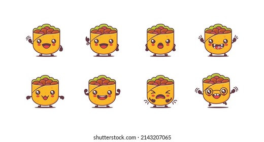Burrito cartoon. mexican food vector illustration. with different faces and expressions. cute cartoon
