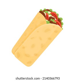 Burrito Cartoon Vector Illustration. Mexican Cuisine.