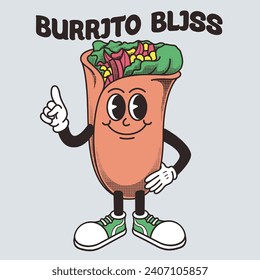 Burrito Character Design With Slogan Burrito bliss