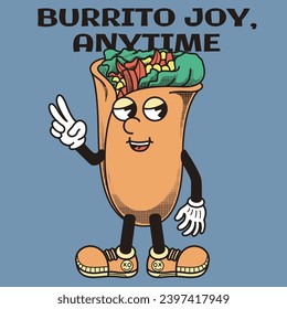 Burrito Character Design With Slogan Burrito joy anytime