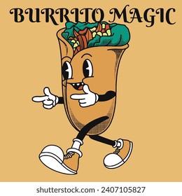 Burrito Character Design With Slogan Burrito magic