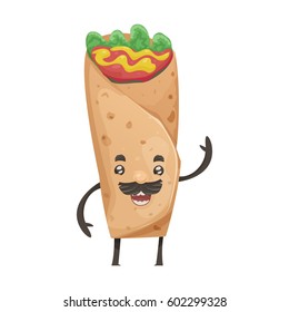 Burrito character.Vector illustration in cartoon style