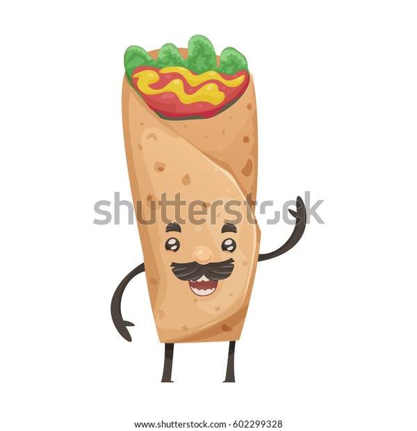 Burrito Charactervector Illustration Cartoon Style Stock Vector ...