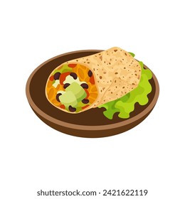Burrito detailed vector illustration. Traditional Mexican cuisine.