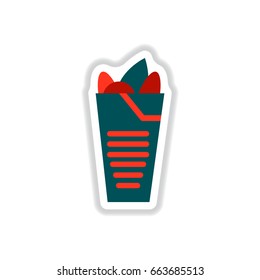 Burrito Falafel Wrap Pita Bread Illustration sticker