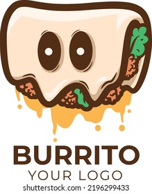 Burrito Fas Food Mascot Logo Illustration