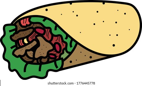 Vector de elementos de comida rápida de Burrito
