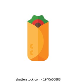 Burrito Flat Icon Logo Illustration Vector Isolated. Fast Food and Restaurant Icon-Set. Suitable for Web Design, Logo, App, and Upscale Your Business.