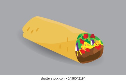 Burrito Flat Illustration Icon Vector