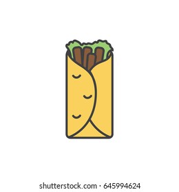 Burrito flat line icon.