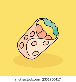 Burrito Free vector cartoon icon illustration.Lunchtime Signs and Texts icon concept isolated . flat cartoon style