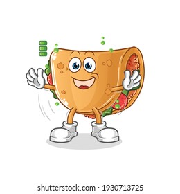 burrito full battery character. cartoon mascot vector