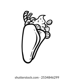burrito ice cream drawing coloring line art style sketch classic vintage design illustration