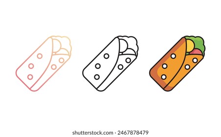 Burrito icon design with white background stock illustration