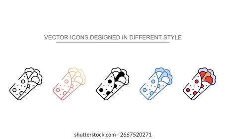 Diseño de icono de burrito con fondo blanco Ilustración de stock