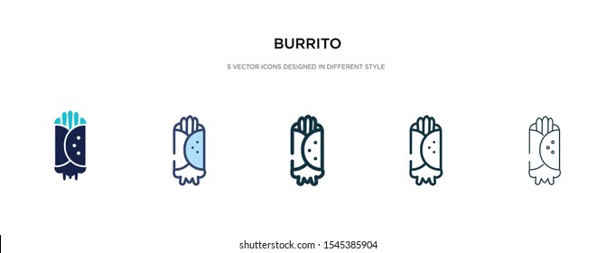 burrito icon in different style vector illustration. two colored and black burrito vector icons designed in filled, outline, line and stroke style can be used for web, mobile, ui