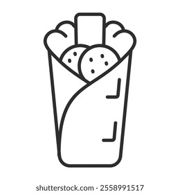 Burrito icon, Fast food symbol outline icon, editable vector illustration and transparent graphic element. Isolated on white background