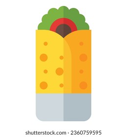 burrito icon in flat style isolated on white background. Fastfood icon, vector illustration for graphic design projects