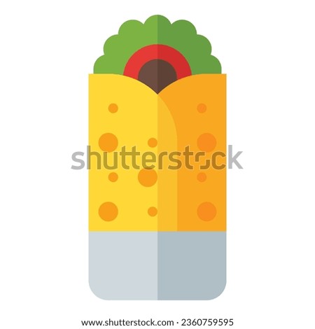 burrito icon in flat style isolated on white background. Fastfood icon, vector illustration for graphic design projects